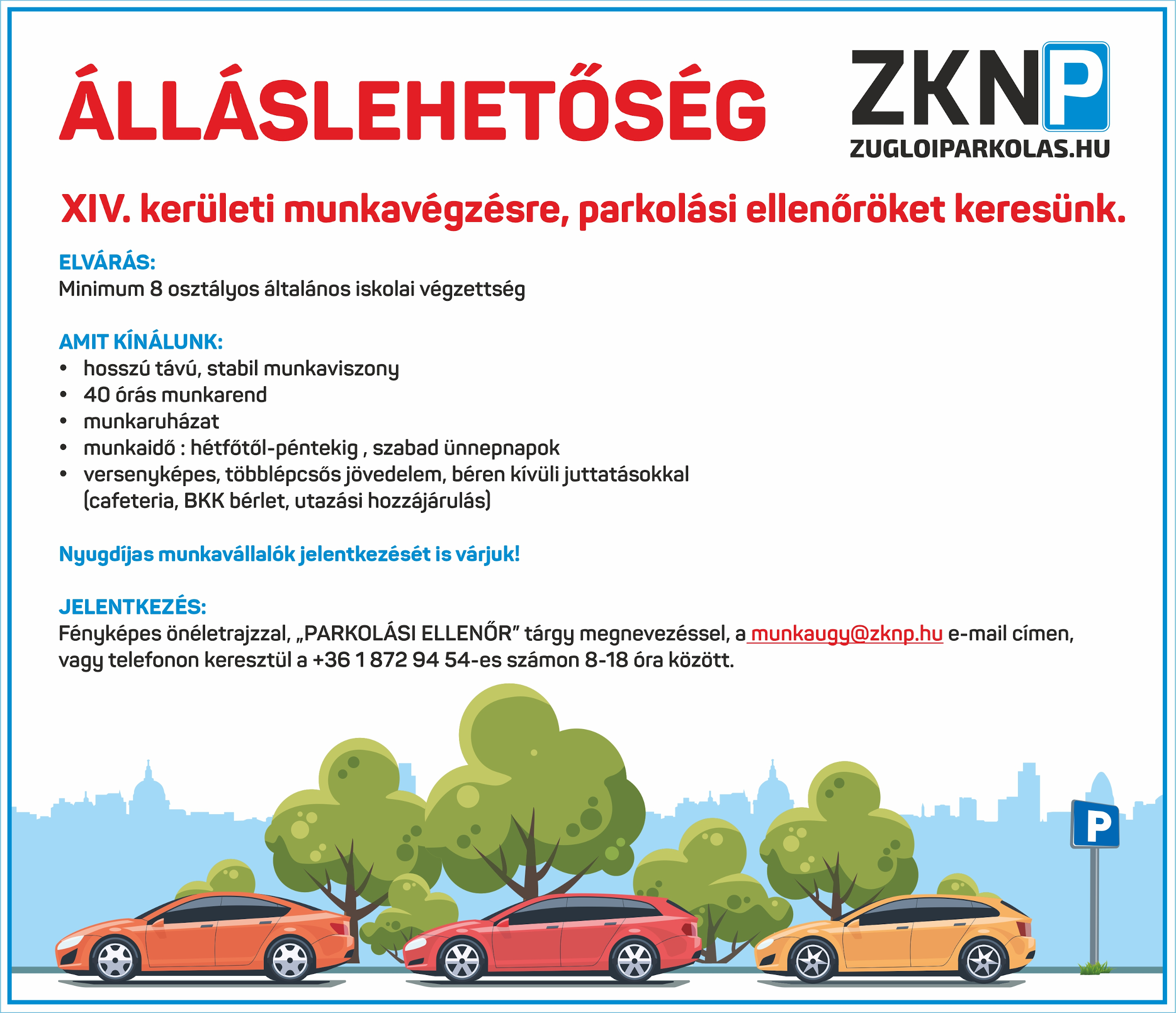 Parkolási ellenőr hirdetés grafika