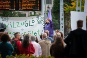 Rózsa András a tüntetésen