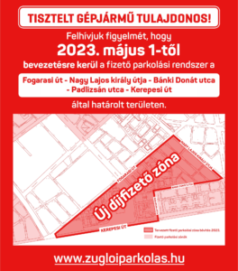 Parkolási zónabővítés - 2023. május 1-től - grafika
