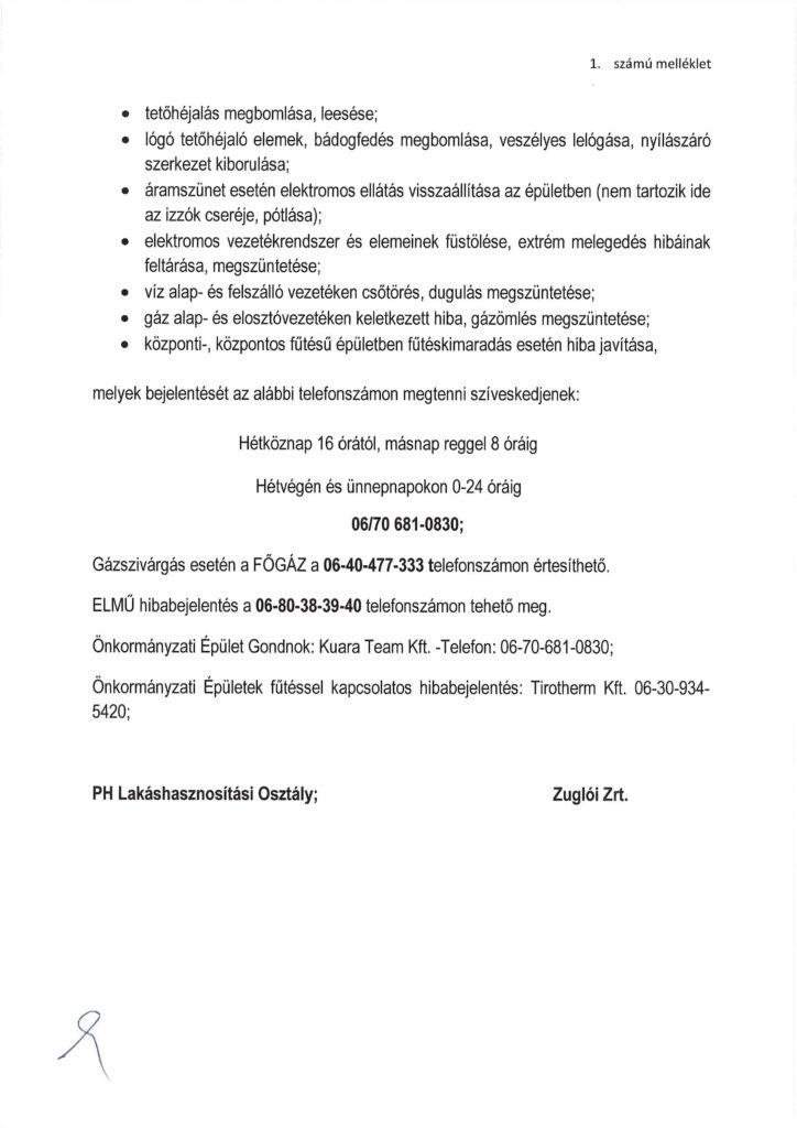 Tájékoztató a Zuglói Zrt. ünnepek alatti ügyeletéről és hibaelhárítási intézkedéseiről - 1. sz melléklet2