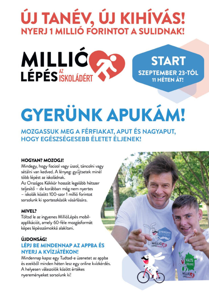 Idén is elindul a "Millió lépés az iskoládért" kihívás - plakát